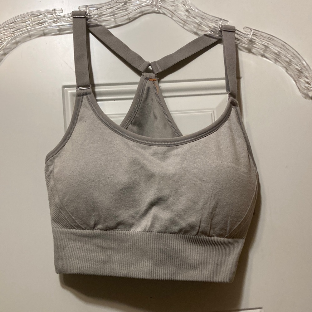 Seamless Rib-Band Sports Bra - Light Gray L